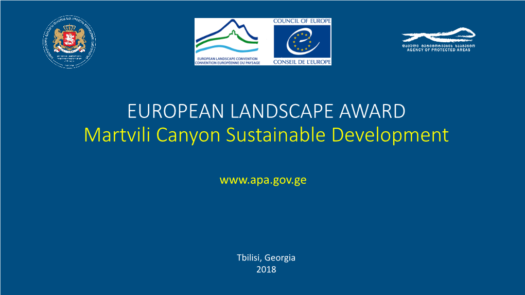 European Convention Award Martvili Canyon Sustainable Development