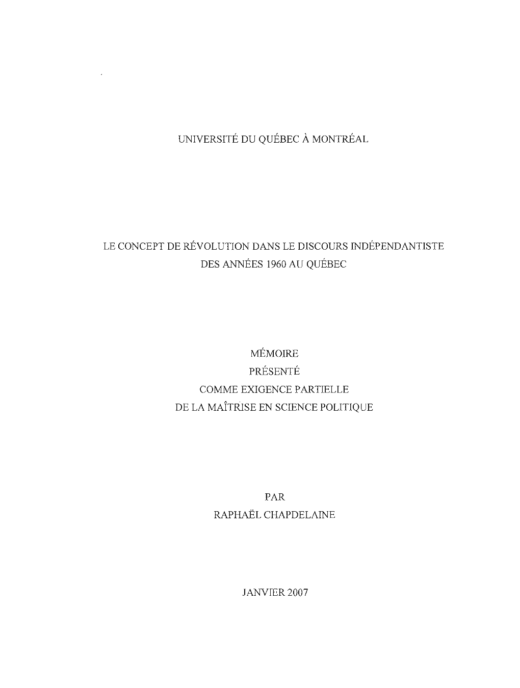 Le Concept De Révolution Dans Le Discours Indépendantiste Des Années 1960 Au Québec