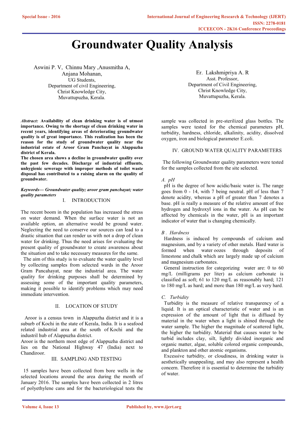 Groundwater Quality Analysis