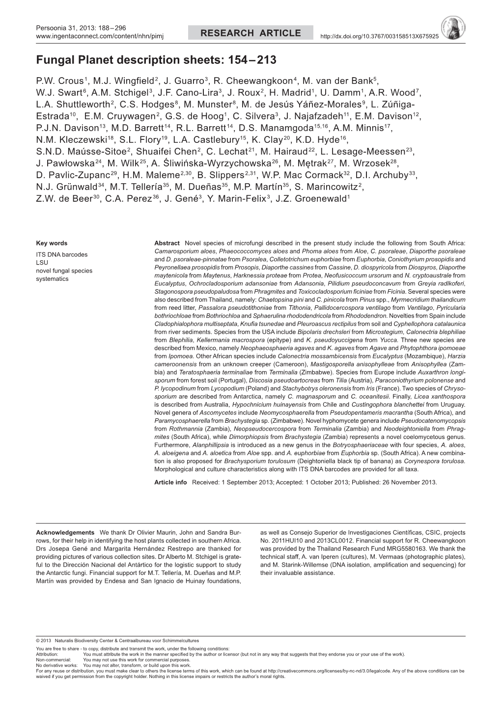 Fungal Planet Description Sheets: 154–213