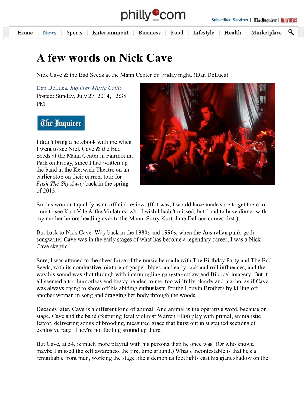 A Few Words on Nick Cave