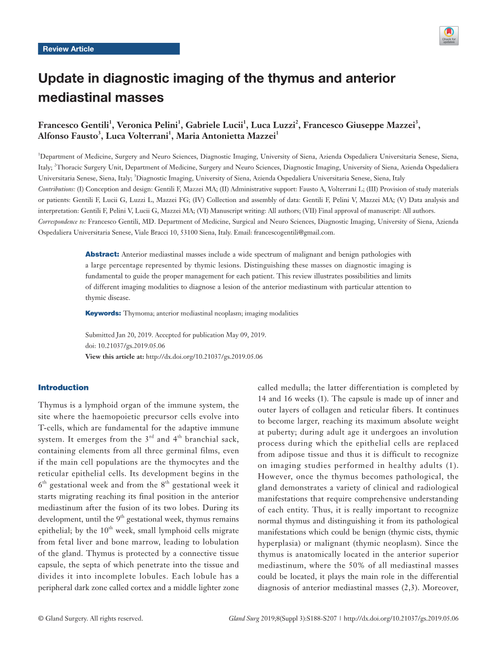 Update in Diagnostic Imaging of the Thymus and Anterior Mediastinal Masses