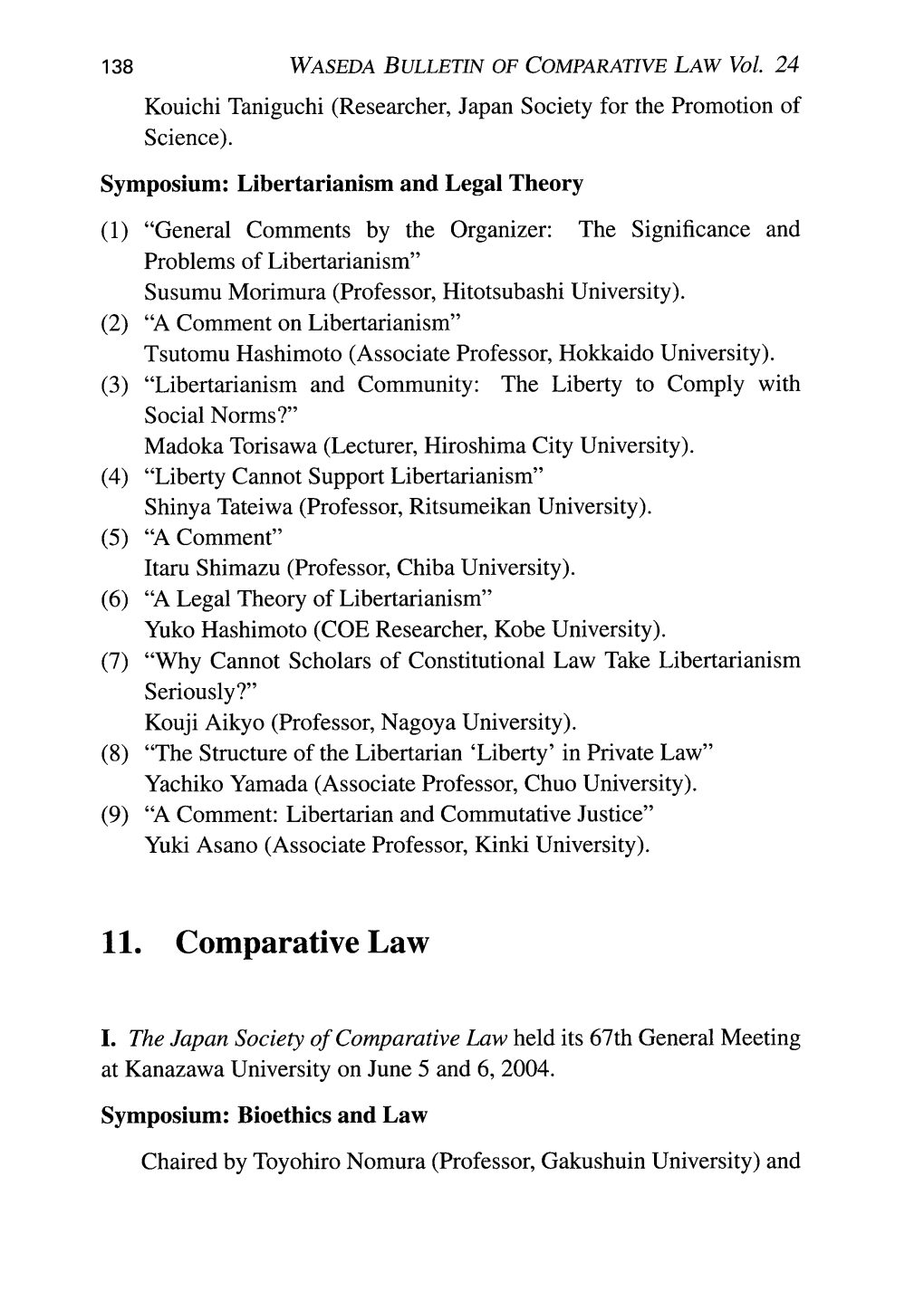 WASEDA BULLETIN of COMPARATIVE LAW Vol. 24 2