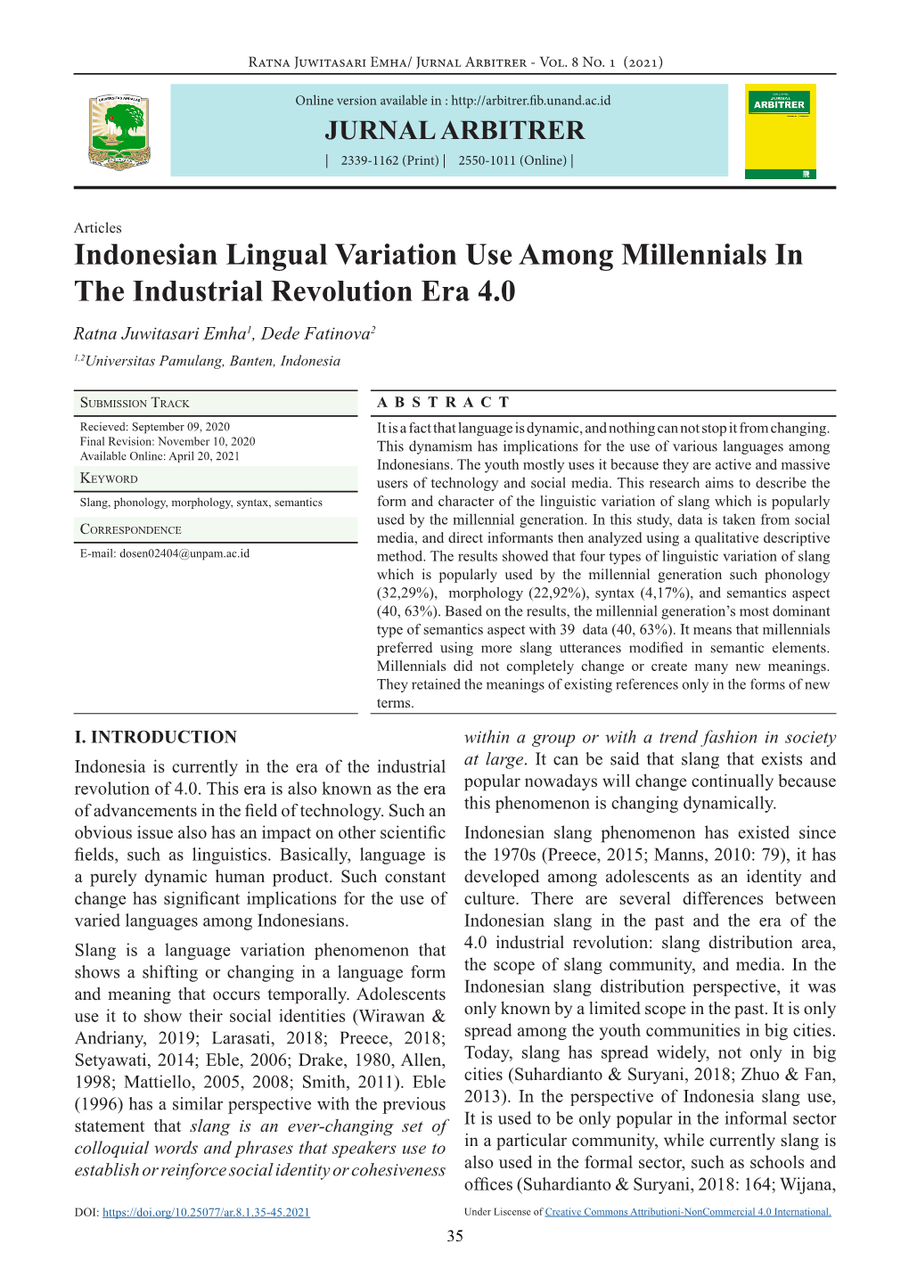 Indonesian Lingual Variation Use Among Millennials in the Industrial