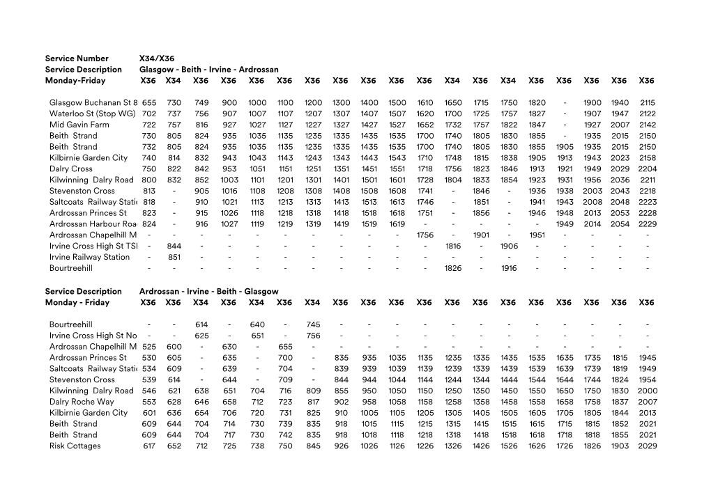 Service Number X34/X36 Service Description Glasgow