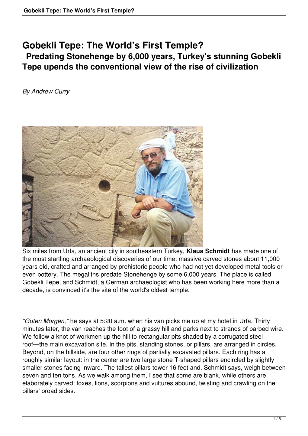 Gobekli Tepe: the World's First Temple?
