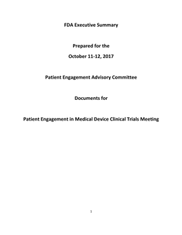 Patient Engagement in Medical Device Clinical Trials Meeting