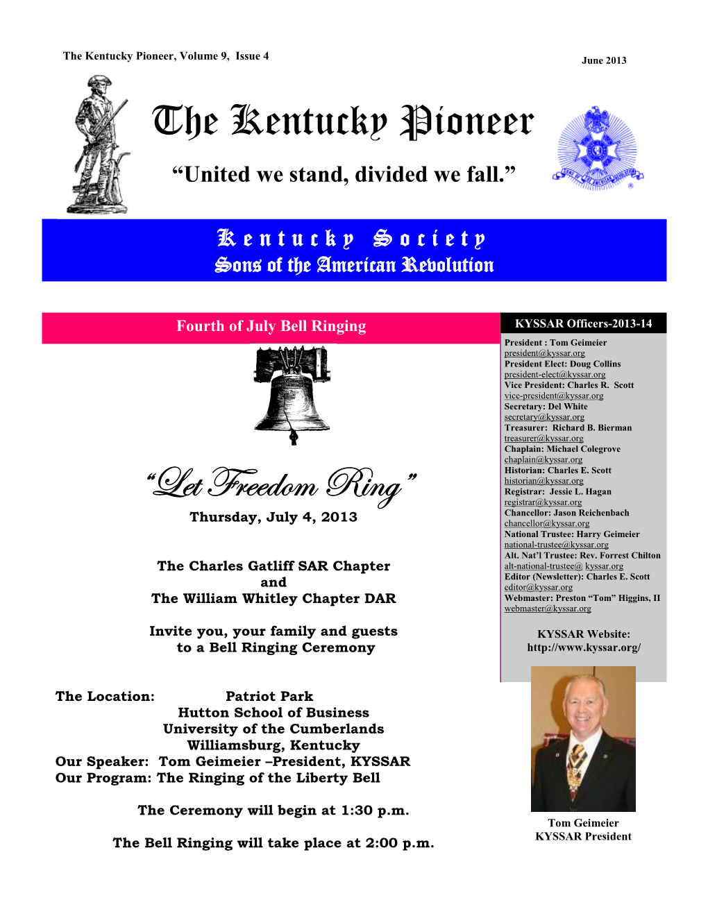 The Kentucky Pioneer “Let Freedom Ring”