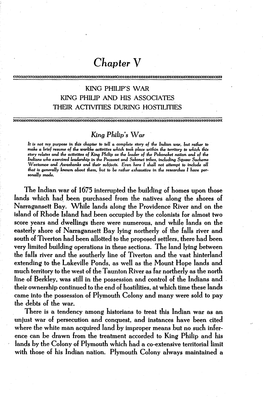 Chapter V. King Philip's War. King Philip and His Associates. Their