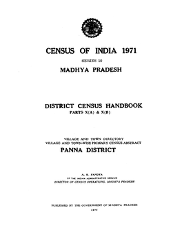 District Census Handbook, Panna, Part X