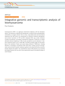 Integrative Genomic and Transcriptomic Analysis of Leiomyosarcoma