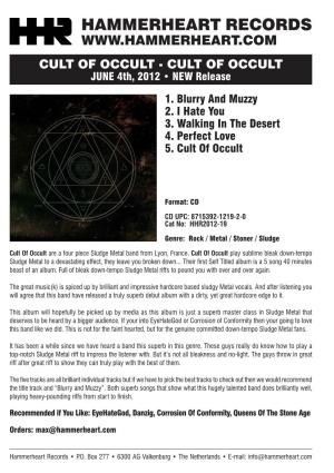 CULT of OCCULT - CULT of OCCULT JUNE 4Th, 2012 • NEW Release