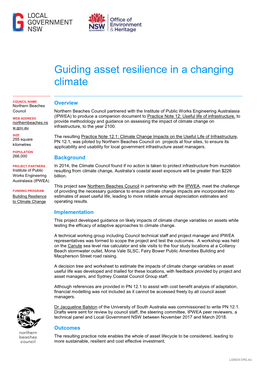 Guiding Asset Resilience in a Changing Climate, Northern Beaches Council