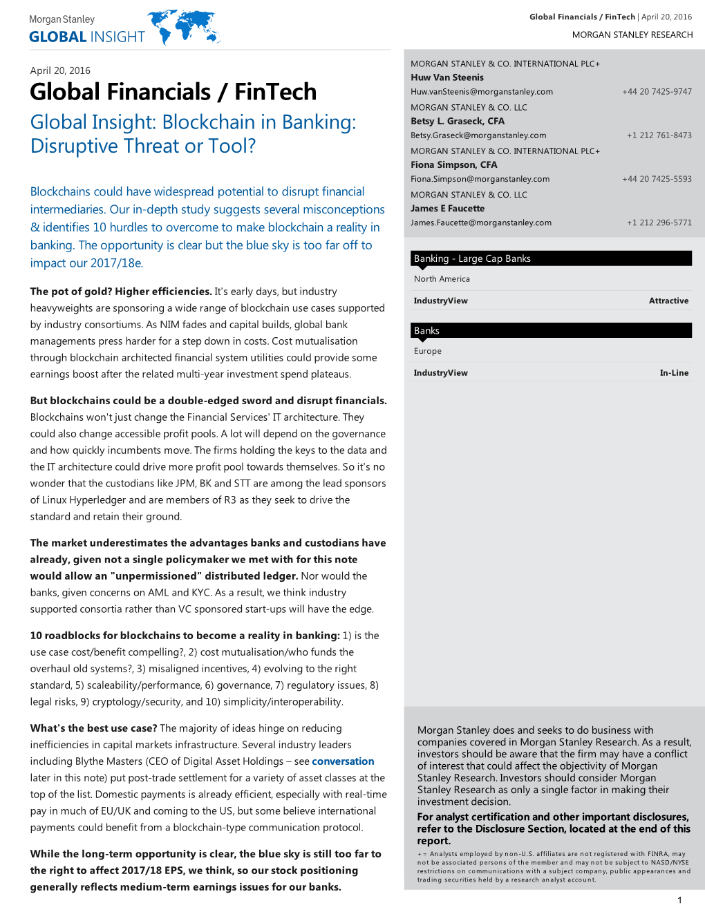 Global Financials / Fintech | April 20, 2016