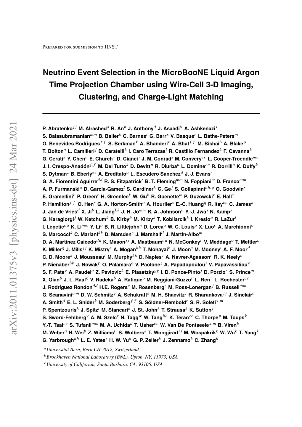 Neutrino Event Selection in the Microboone Liquid Argon Time Projection Chamber Using Wire-Cell 3-D Imaging, Clustering, and Charge-Light Matching