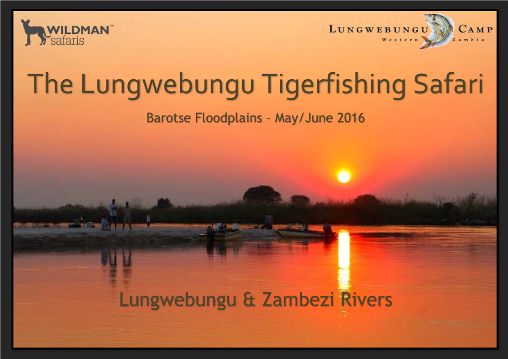 The Lungwebungu Fishing Safari Is Based on the Lungwebungu River Which Enters the Zambezi River 8Km Above the Town of Lukulu