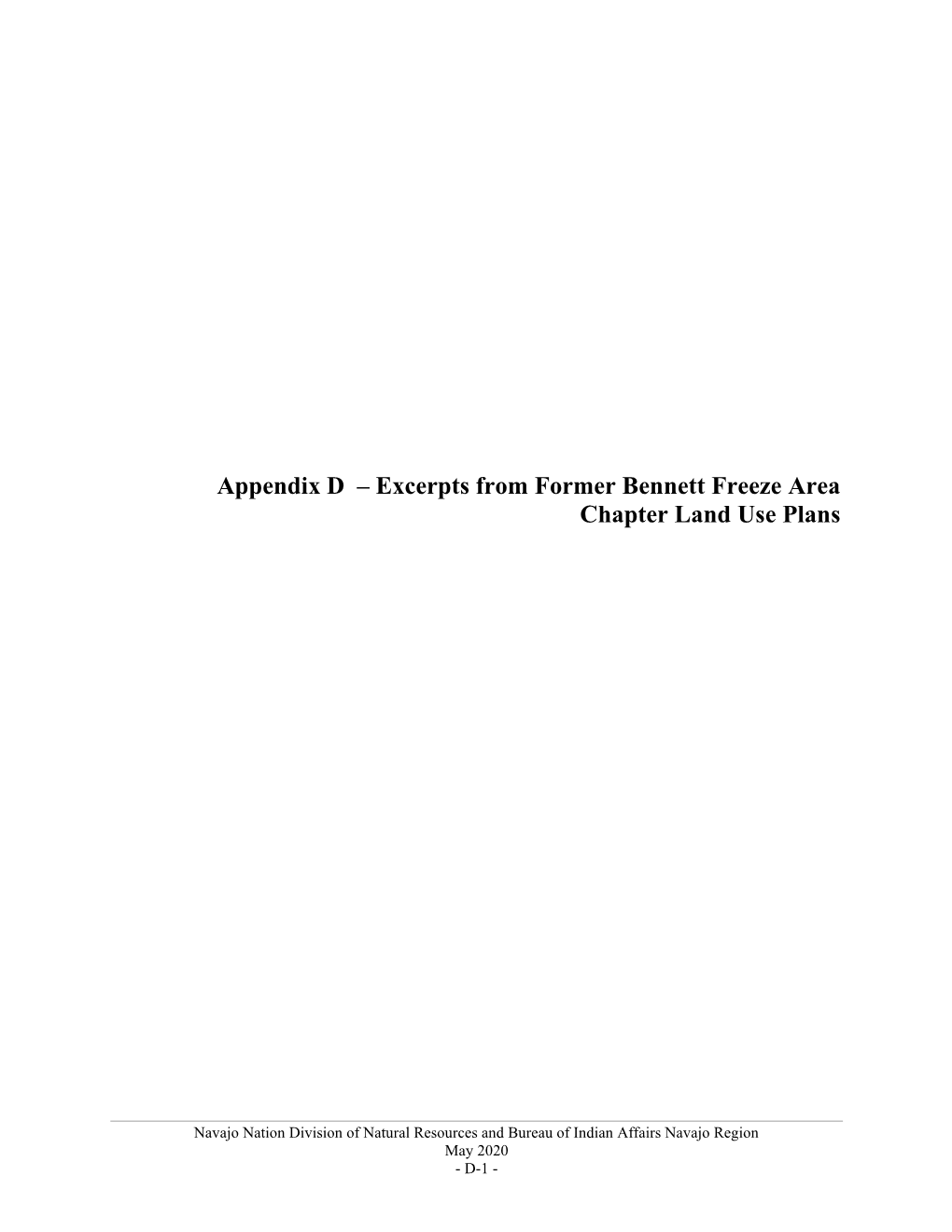 Appendix D – Excerpts from Former Bennett Freeze Area Chapter Land Use Plans