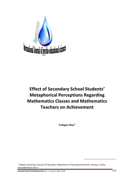 Effect of Secondary School Students' Metaphorical Perceptions