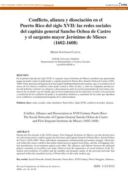 Conflicto, Alianza Y Disociación En El Puerto Rico Del Siglo XVII