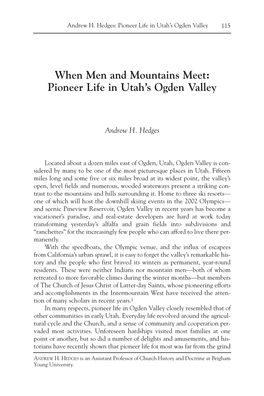 When Men and Mountains Meet: Pioneer Life in Utah's Ogden Valley
