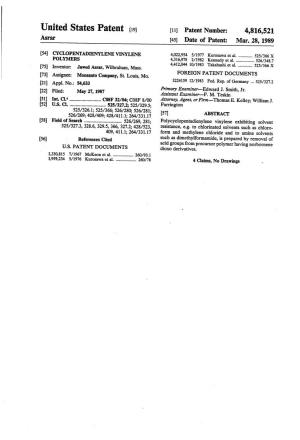 Unlted States Patent [19] [11] Patent Number: 4,816,521 Asrar [45] Date of Patent: Mar