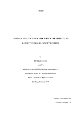 Thesis Introducing Efficient Waste Water Treatment And