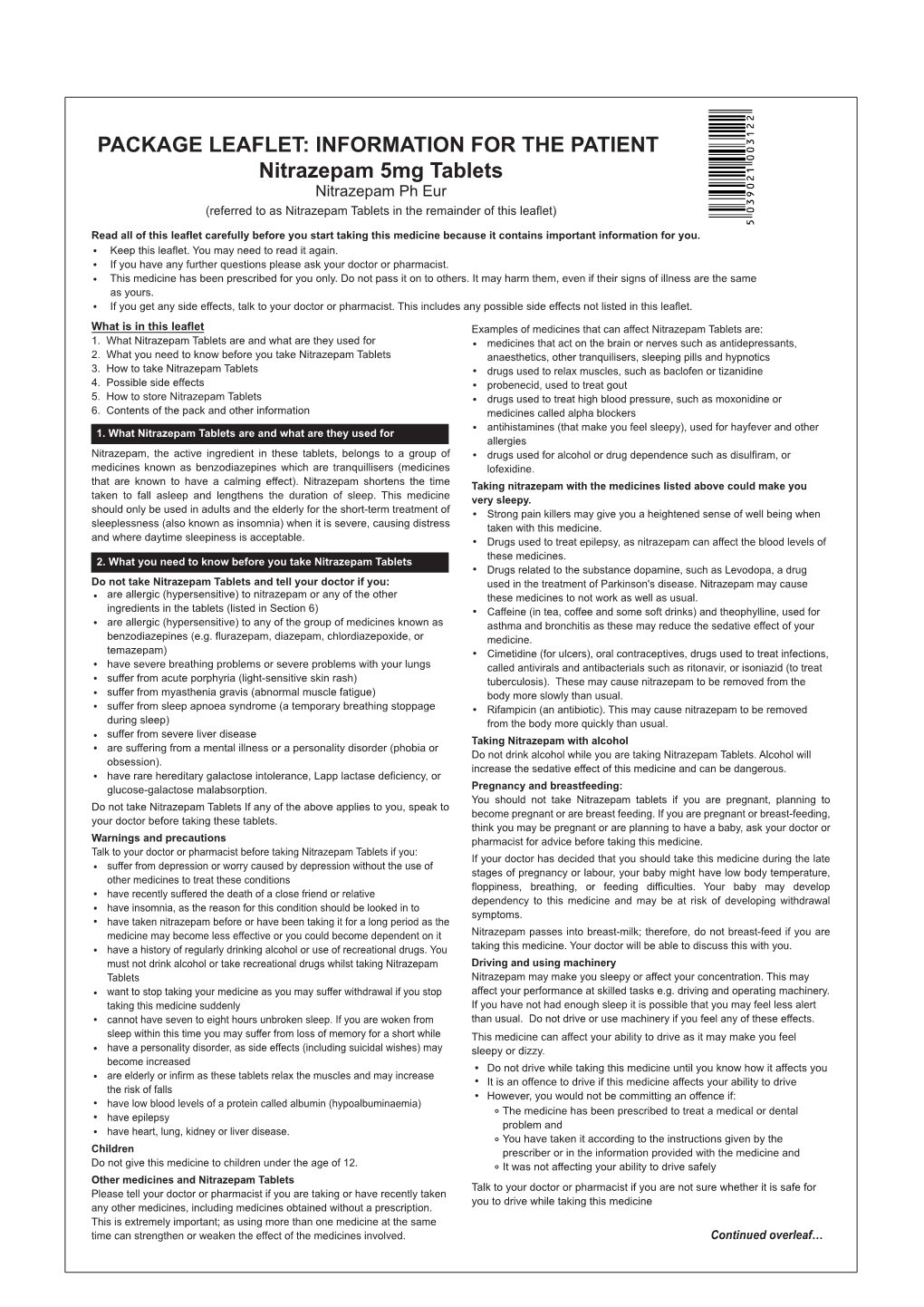 Nitrazepam PIL Page 1