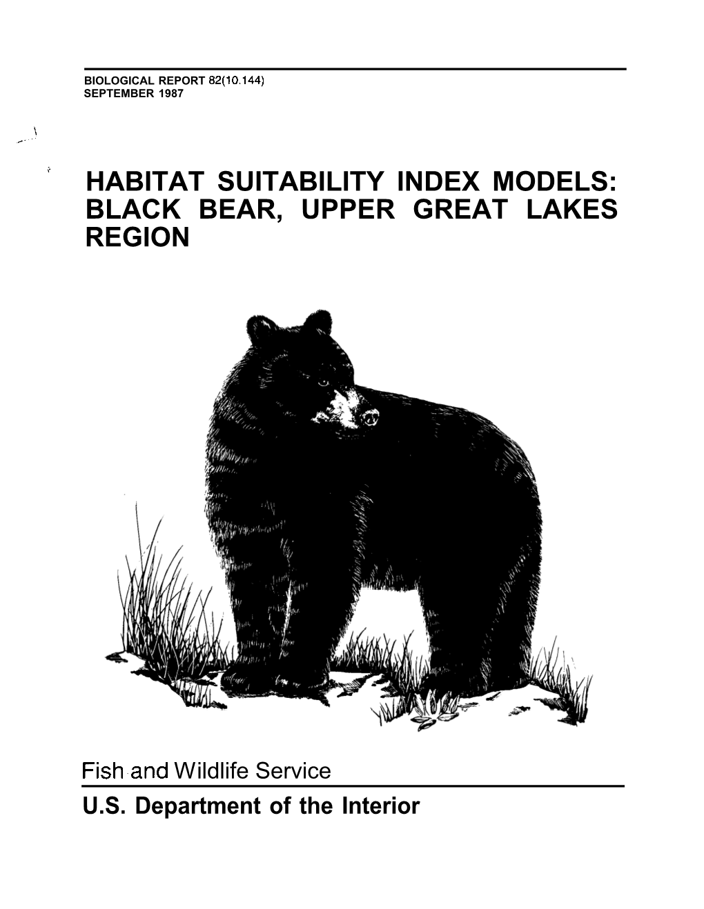 Habitat Suitability Index Models: Black Bear, Upper Great Lakes Region