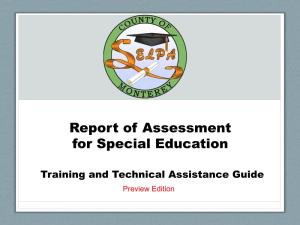 Report of Assessment for Special Education