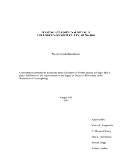 Feasting and Communal Ritual in the Lower Mississippi Valley, Ad 700–1000