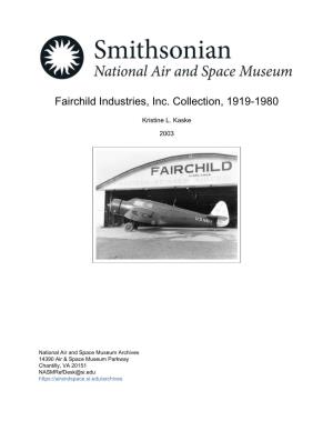 Fairchild Industries, Inc. Collection, 1919-1980