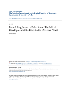 THE ETHICAL DEVELOPMENT of the HARD-BOILED DETECTIVE NOVEL by Kevin Chaffee