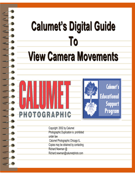 Calumet's Digital Guide to View Camera Movements