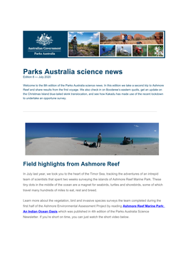 Parks Australia Science News Edition 8 — July 2020