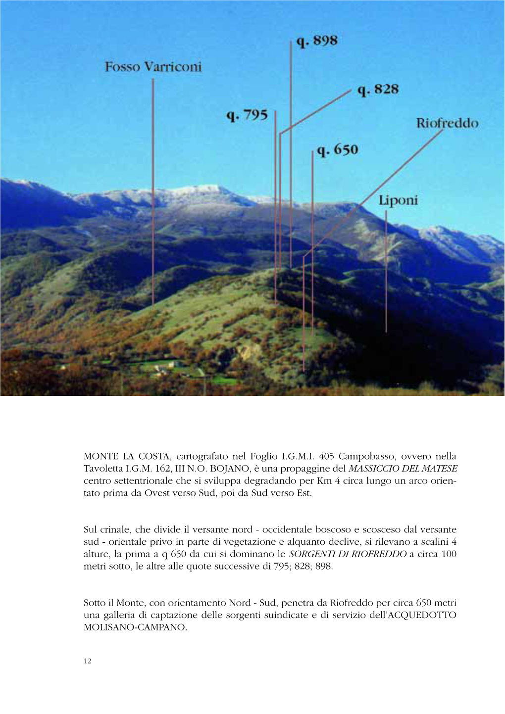 MONTE LA COSTA, Cartografato Nel Foglio I.G.M.I