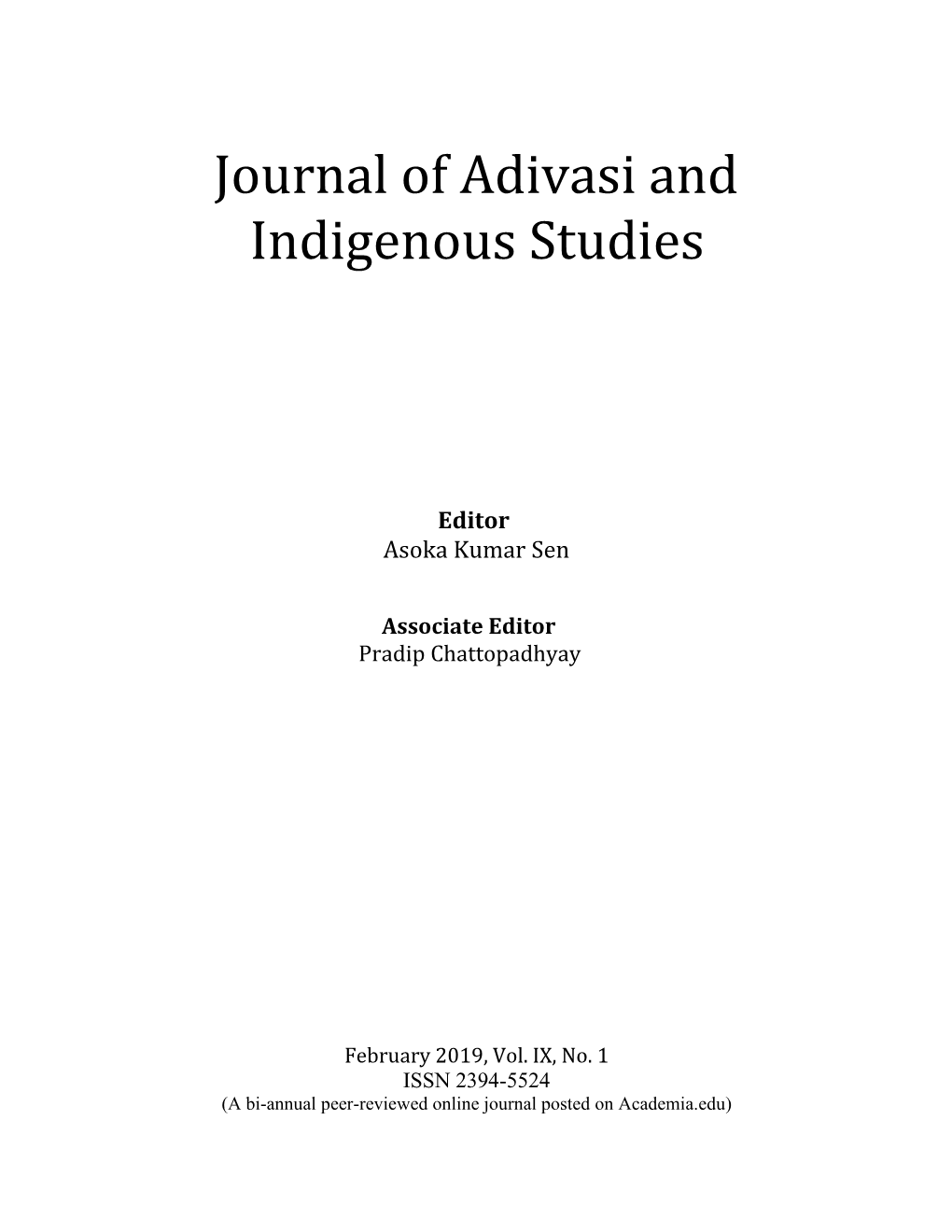 Vol. IX, No. 1 ISSN 2394-5524 (A Bi-Annual Peer-Reviewed Online Journal Posted on Academia.Edu)