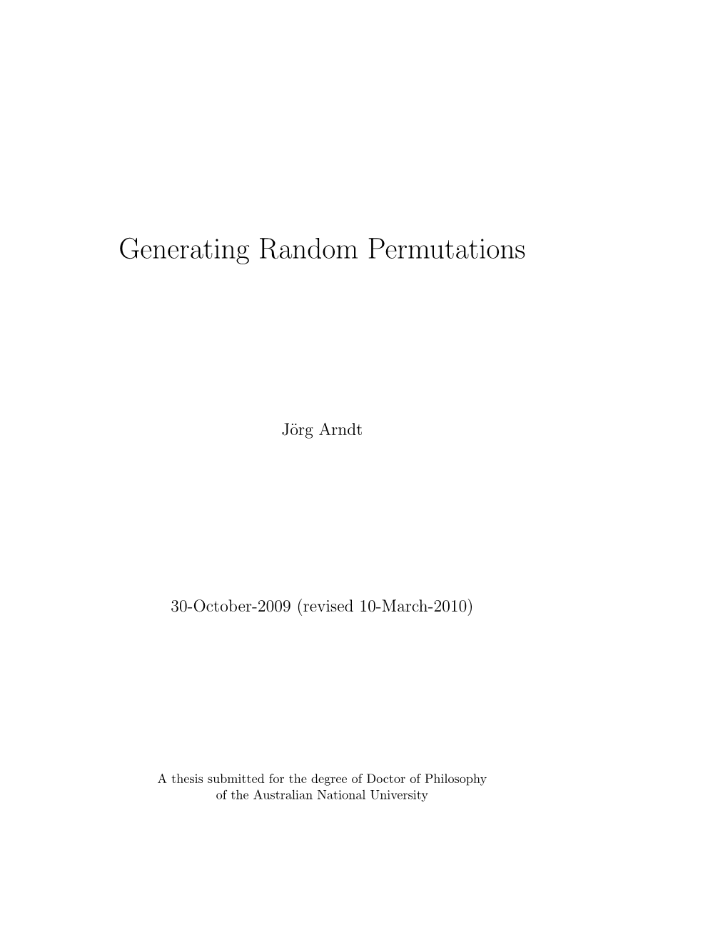 Generating Random Permutations