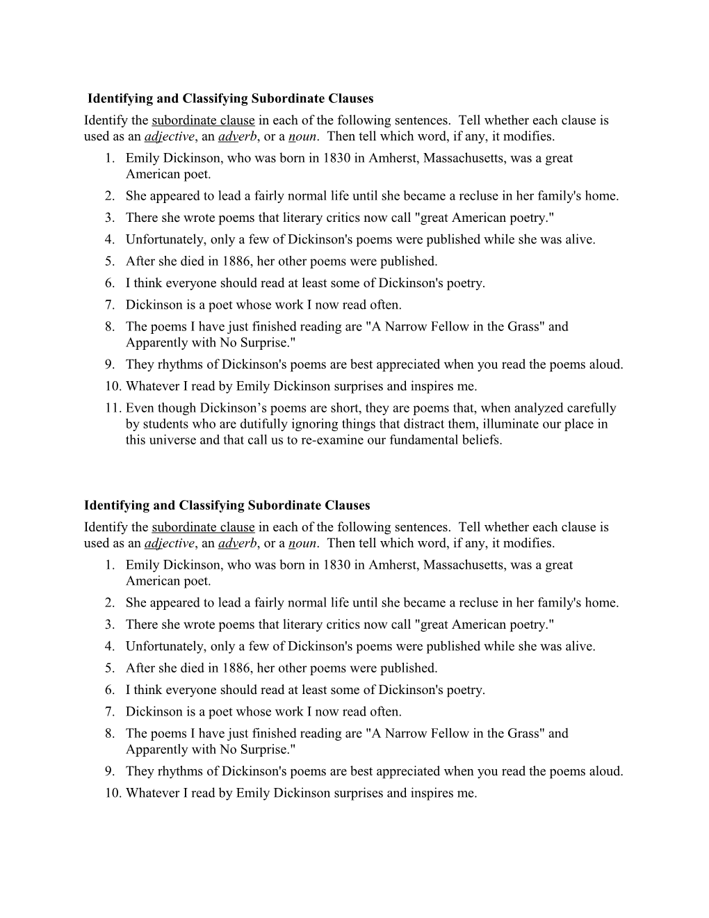 Identifying and Classifying Subordinate Clauses