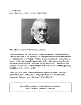 Kansas History James Buchanan and the Lecompton Constitution Who Is the Worst President in American History?