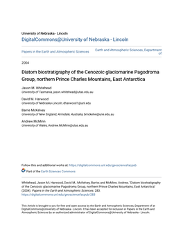 Diatom Biostratigraphy of the Cenozoic Glaciomarine Pagodroma Group, Northern Prince Charles Mountains, East Antarctica