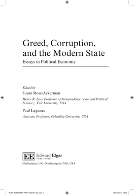 Greed, Corruption, and the Modern State Essays in Political Economy