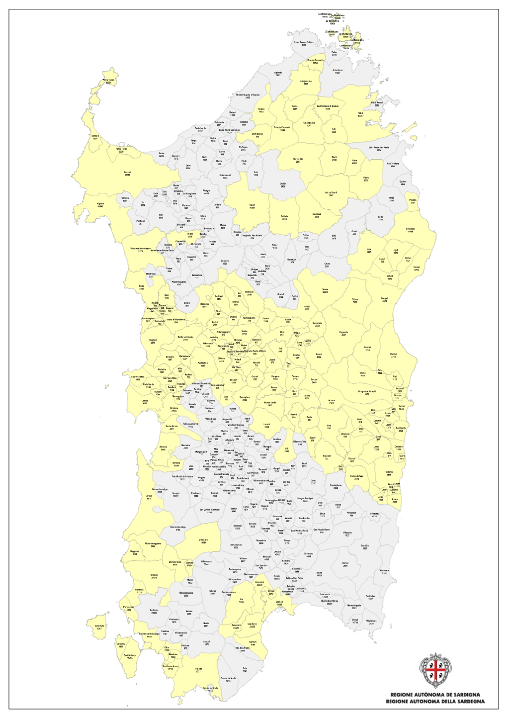 Sassari 50119 Olbia 53307 Bitti 3019 Arbus 6575 Ozieri 10881 Lula 1495