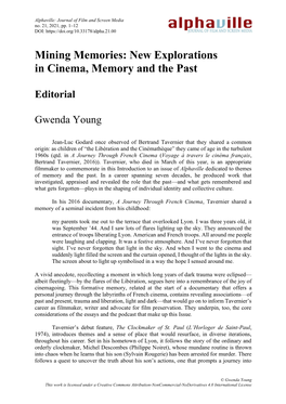 New Explorations in Cinema, Memory and the Past