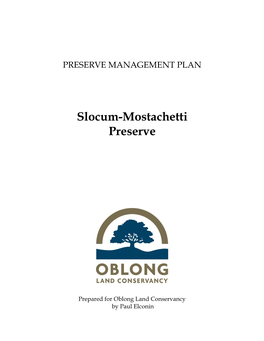 Management Plan Slocum-Mostachetti Preserve