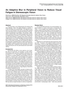 An Adaptive Blur in Peripheral Vision to Reduce Visual Fatigue in Stereoscopic Vision