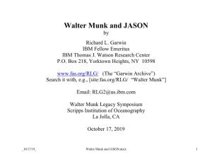 Walter Munk and JASON By