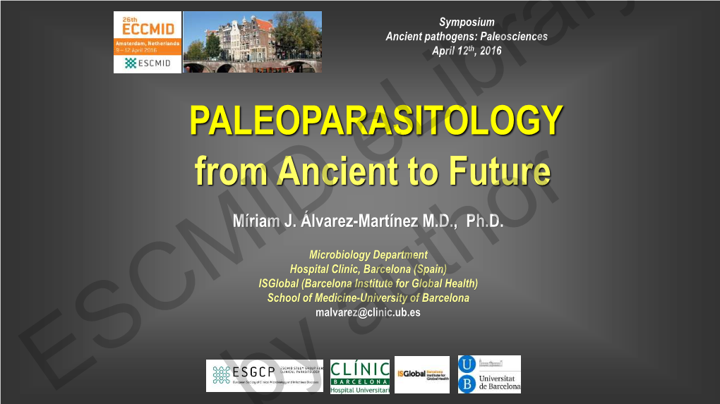 PALEOPARASITOLOGY from Ancient to Future