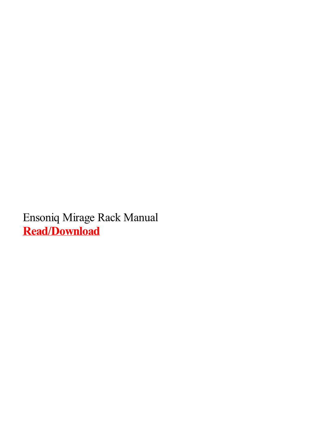 Ensoniq Mirage Rack Manual
