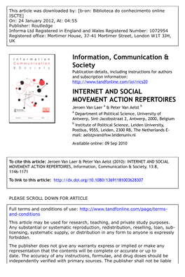 Internet and Social Movement Action Repertoires