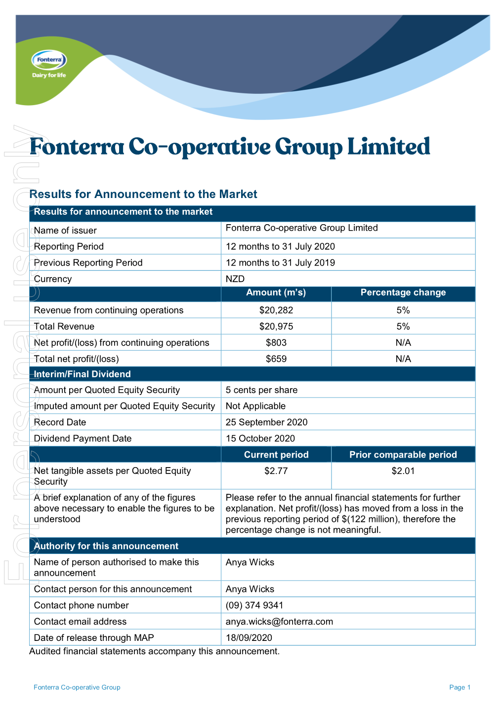 Fonterra Co-Operative Group Limited